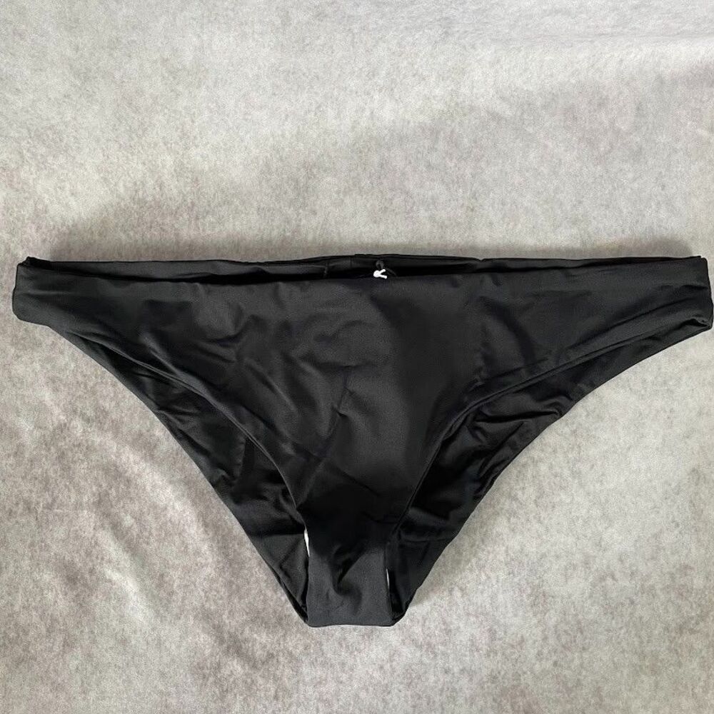 prAna Black Bikini Bottom Womens Large Low Rise Cheeky Hipster Beach Vacation